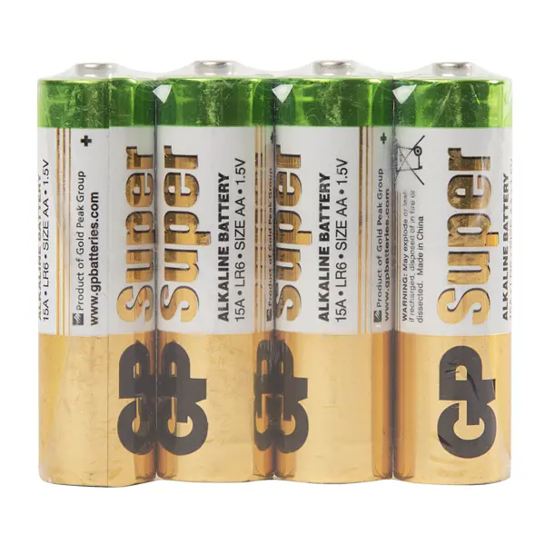 Батарейка GP Super AA (LR6) алкалиновая 4 шт. термоупаковка батарейка ergolux аа lr06 lr6 zinc carbon солевая 1 5 в спайка 4 шт 12441