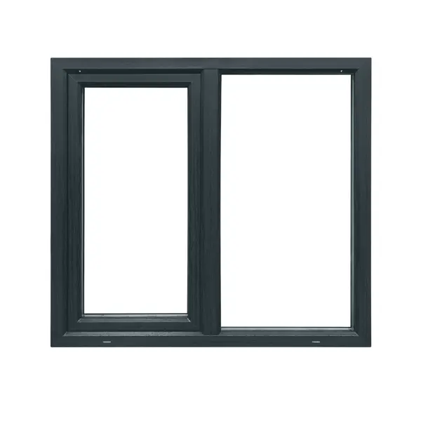 Пластиковое окно ПВХ VEKA двустворчатое 120x120 мм (ВxШ) однокамерный стеклопакет цвет белый/серый антрацит