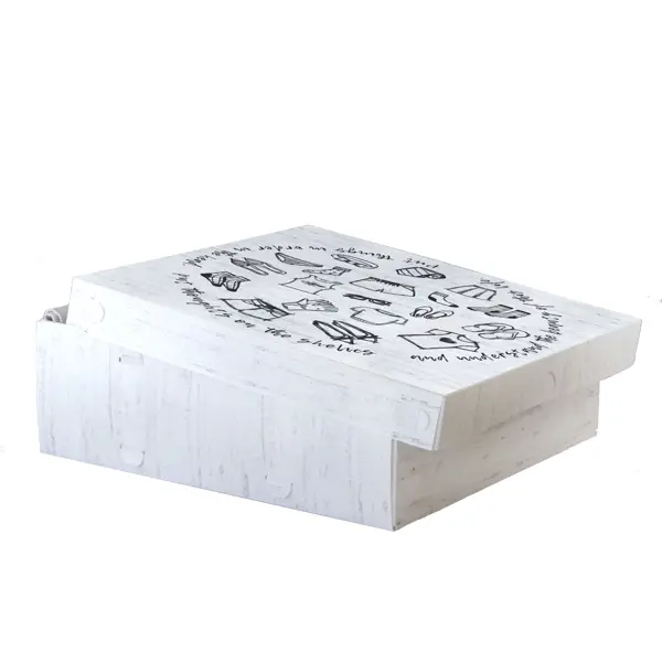 Коробка для хранения Графио 04 30.5x30.5x10 см полипропилен бело-черный органайзер для хранения ватных палочек с крышкой 9 × 7 × 10 см в картонной коробке прозрачный
