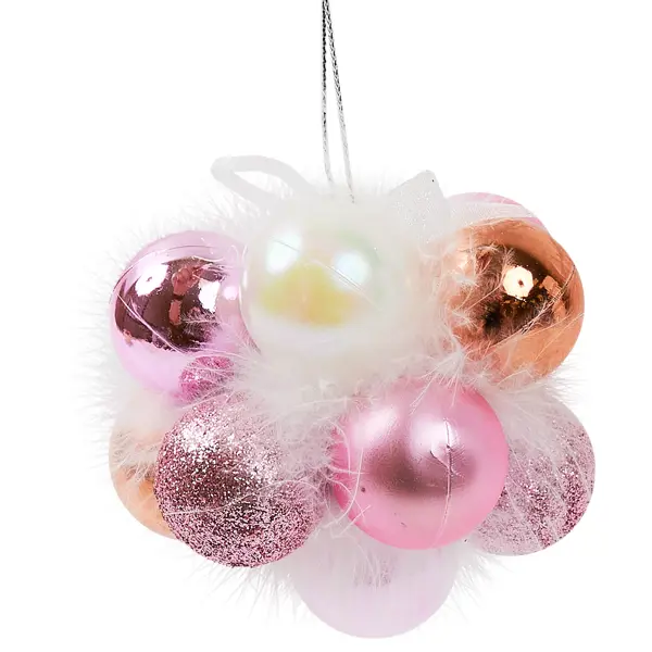 Украшение из шаров золото/белый/розовый елочная игрушка снежинка блестящая 10 3x9 розовый