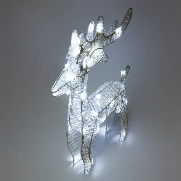 Электрогирлянда-фигура «Олень» для улицы 40 ламп, 45 см, цвет белый светодиодный олень 73см белый 24в 200 led ip54