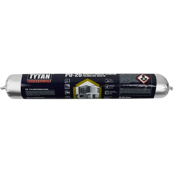 Герметик полиуретановый Tytan Professional PU 25 600 мл цвет серый герметик каучуковый кровельный чёрный tytan professional 310 мл