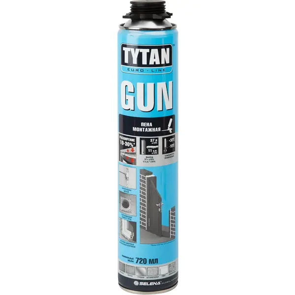 Пена монтажная профессиональная Tytan Gun 40 всесезонная 720 мл зимняя монтажная пена гермоизол