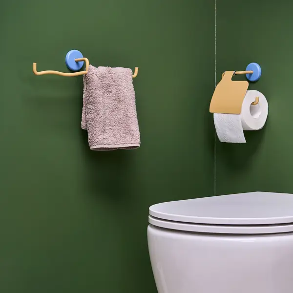 фото Держатель для туалетной бумаги moroshka antrim с крышкой цвет бежево-голубой