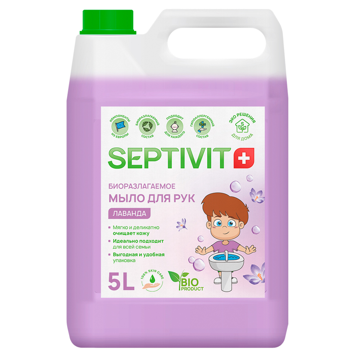 Жидкое мыло для рук Septivit Sptv_soap_fruit_lavender Лаванда 5 л ✳️ купить  по цене 629.1 ₽/шт. в Москве с доставкой в интернет-магазине Леруа Мерлен