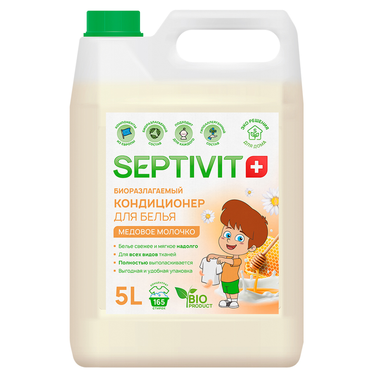 Кондиционер для белья Septivit SPTV_cnd_5000_honey_milk 5 л ✳️ купить по  цене 674.1 ₽/шт. в Курске с доставкой в интернет-магазине Леруа Мерлен