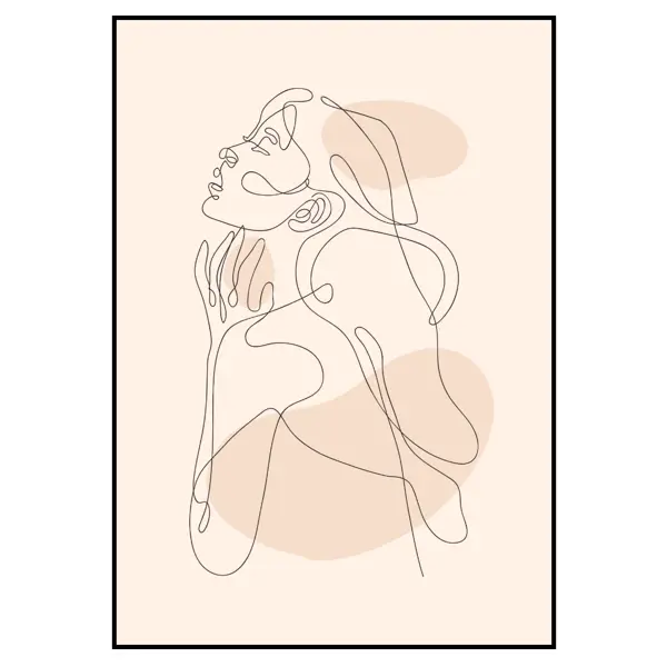 Холст «Абстрактный скетч - Девушка - рисунок одной линией - Минималистичный модный принт»