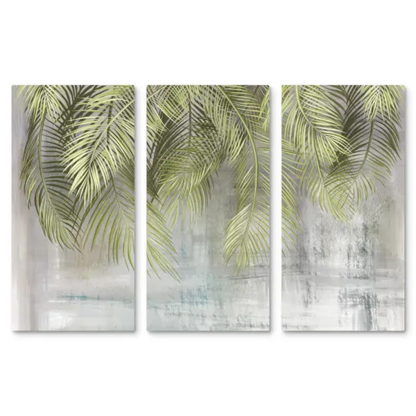Картина на МДФ Листья лофт 50x100 см 3 шт картина на стекле листья пальмы 30x30 см