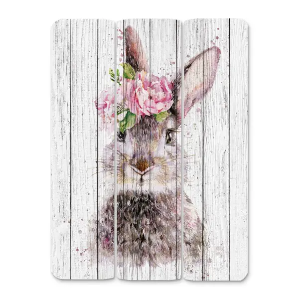 Картина на МДФ Кролик 30x40 см салфетка под приборы 38 см полиэстер круглая белая графичный кролик rotary print
