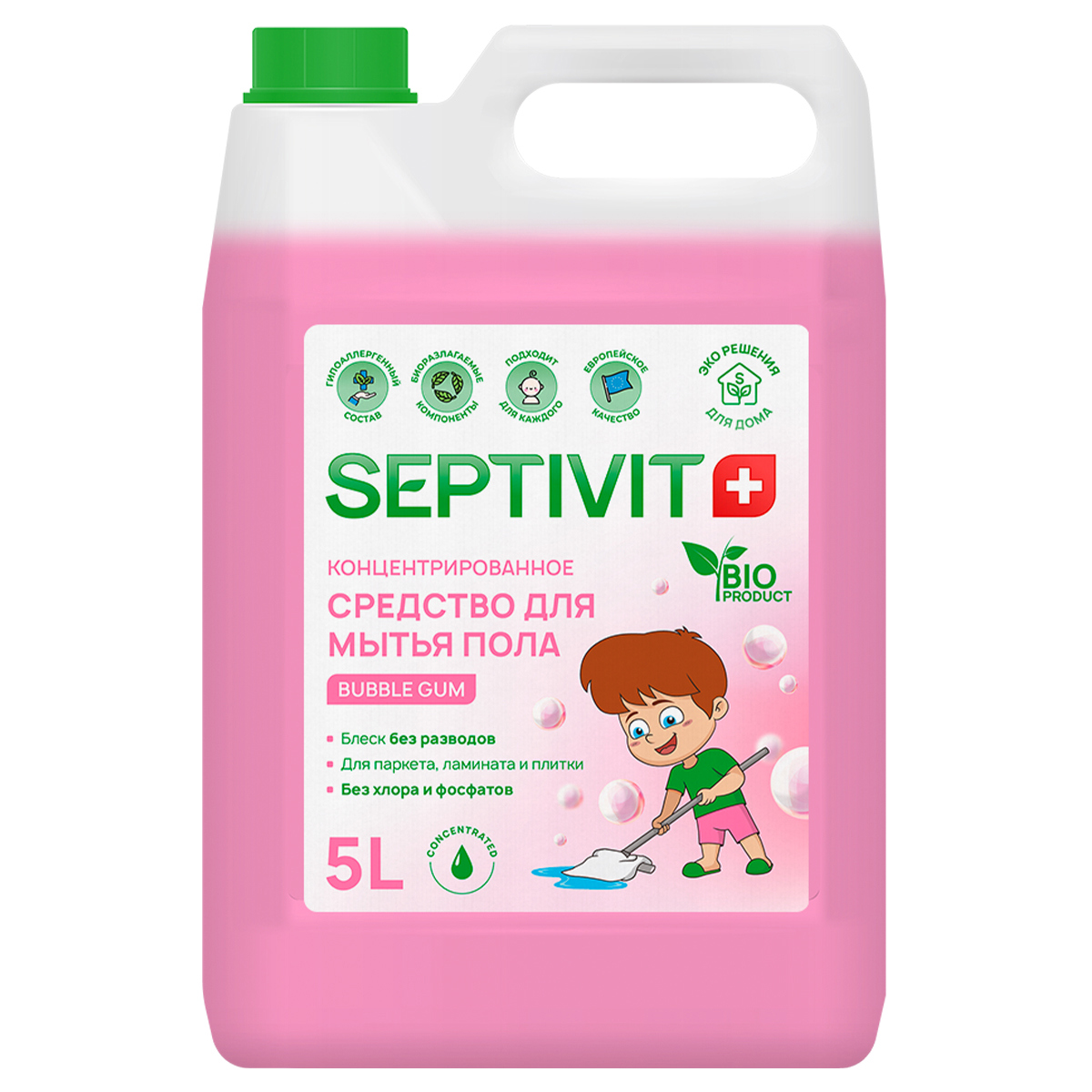 Средство для мытья пола Septivit Bubble gum SPTV_floor_5000_bubblegum 5 л  ✳️ купить по цене 611.1 ₽/шт. в Туле с доставкой в интернет-магазине Леруа  Мерлен