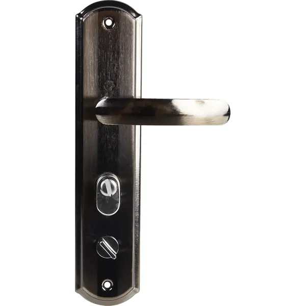 Ручка дверная межкомнатная на планке 200x68 мм левая, матовый хром/черный никель ручка дверная межкомнатная на планке правая матовый никель