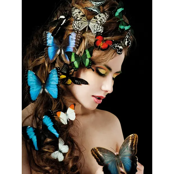 Картина на стекле Модель и бабочки AG 40-212 40x50 см картина на стекле макияж и цветы 40x50 см