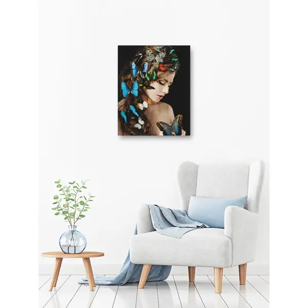 фото Картина на стекле модель и бабочки ag 40-212 40x50 см postermarket