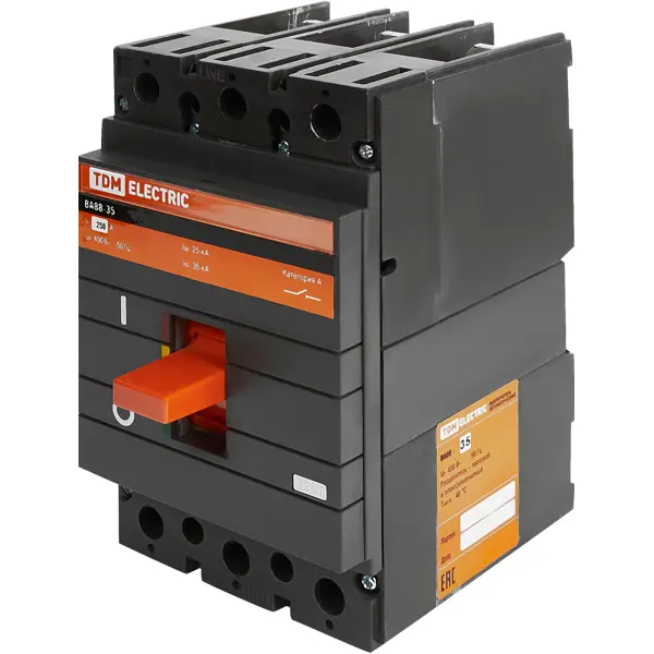 Автоматический выключатель Tdm Electric ВА88-35 3P C80 А 12 кА SQ0707-0017 комплект зажимов для ва88 37 tdm