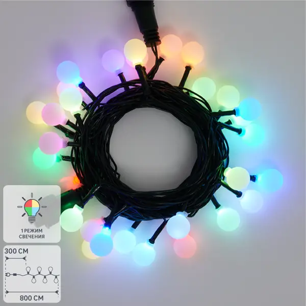 фото Электрогирлянда комнатная нить 5м 25 ламп разноцветный 1 режим работы без бренда