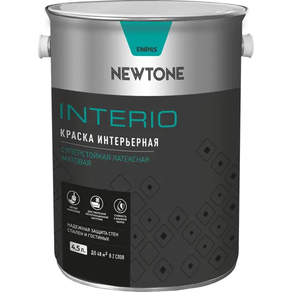 фото Краска для колеровки для стен и потолков newtone interio прозрачная база с 4.5 л