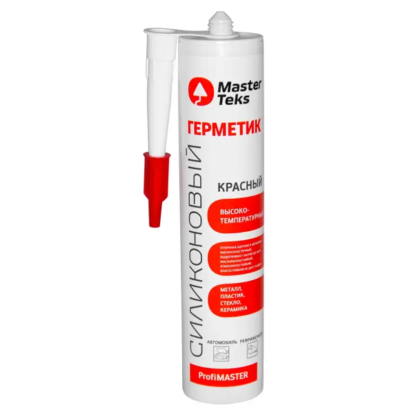 Герметик силиконовый Masterteks высокотемпературный красный 260 мл уксусный профессиональный силиконовый высокотемпературный герметик permatex