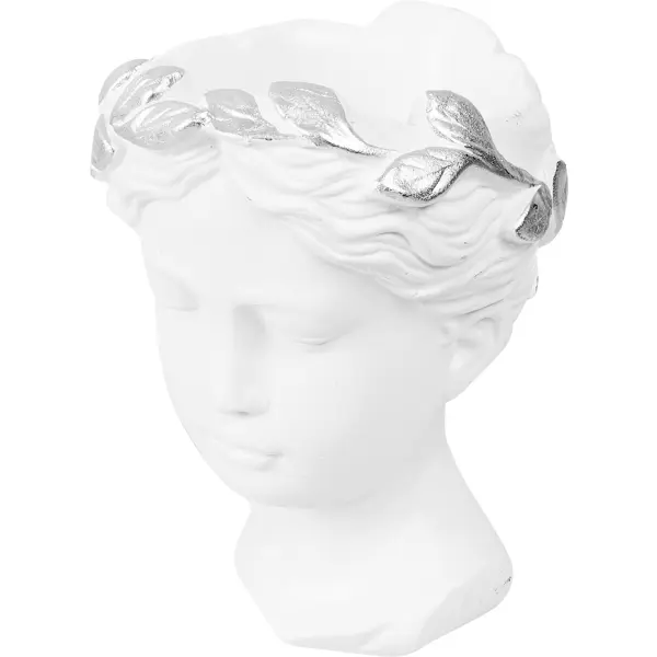 Ваза для цветов Грета гипс бело-серебряный фигура блаженство бело серебряная гипс