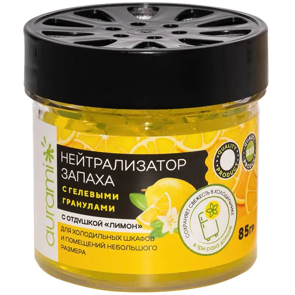 Нейтрализатор запаха с гелевыми гранулами Aurami лимон 85гр нейтрализатор запахов aurami ваниль 50 мл