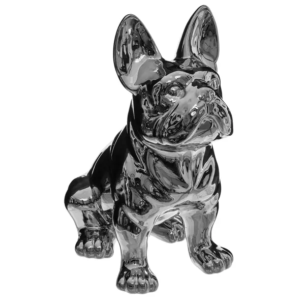 фото Статуэтка декоративная собака керамика серебро 22.5x18x12 см atmosphera