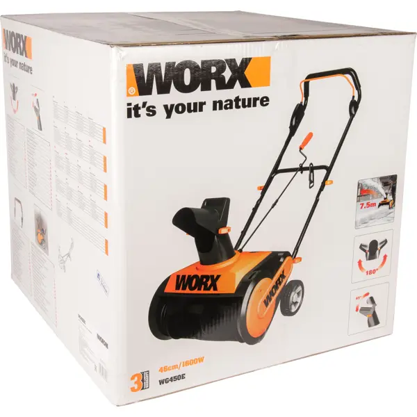 фото Снегоуборщик электрический worx wg450e 46 см 1600 вт