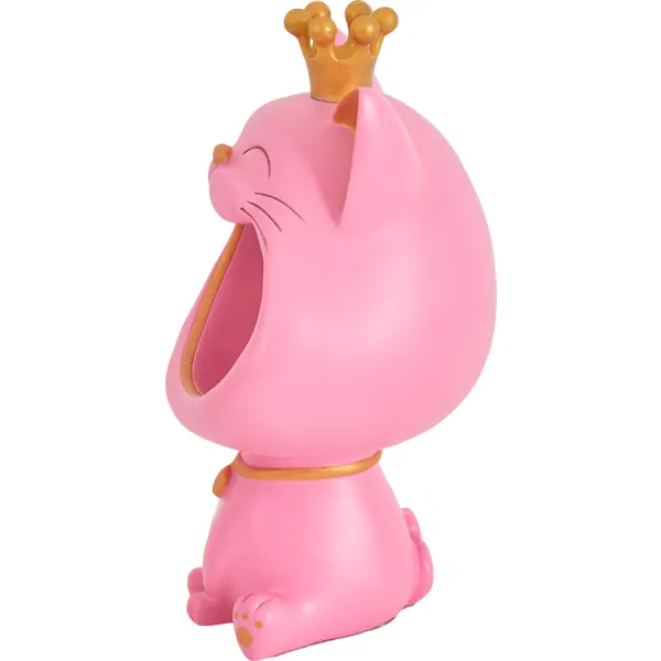 фото Подставка-статуэтка для ключей и мелочи котик 1 смола розовая 20x30 см без бренда