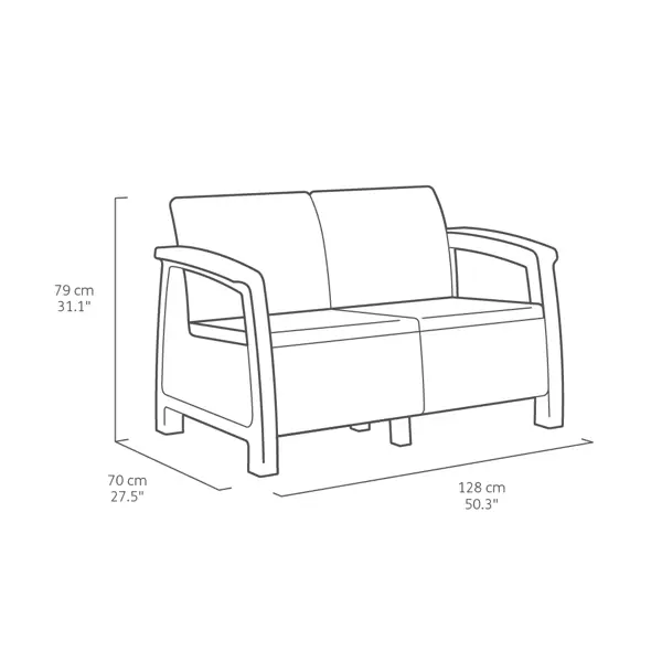 фото Набор садовой мебели сorfu set пластик серый: диван, стол, два кресла keter
