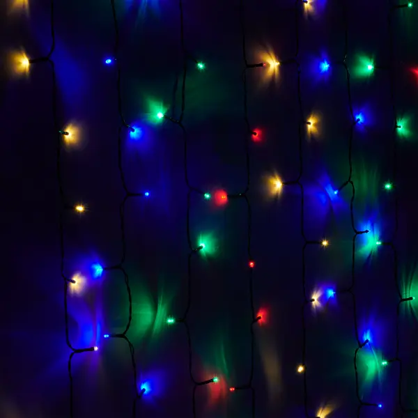 фото Электрогирлянда уличная занавес 2х2м 200 ламп разноцветный свет без бренда