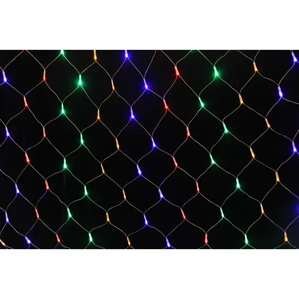 Электрогирлянда комнатная AuraLight сеть 1.5х1.5м 96 ламп разноцветный свет 8 режимов работы светодиодная сетка 192 led 15 ватт ip54 для улицы и помещения провод прозрачный свечение 8 режимов rl n2 1 5 t g