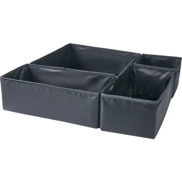 Набор коробок без крышки полиэстер цвет черный 4 шт набор для рисования складной в чемоданчике серебристый