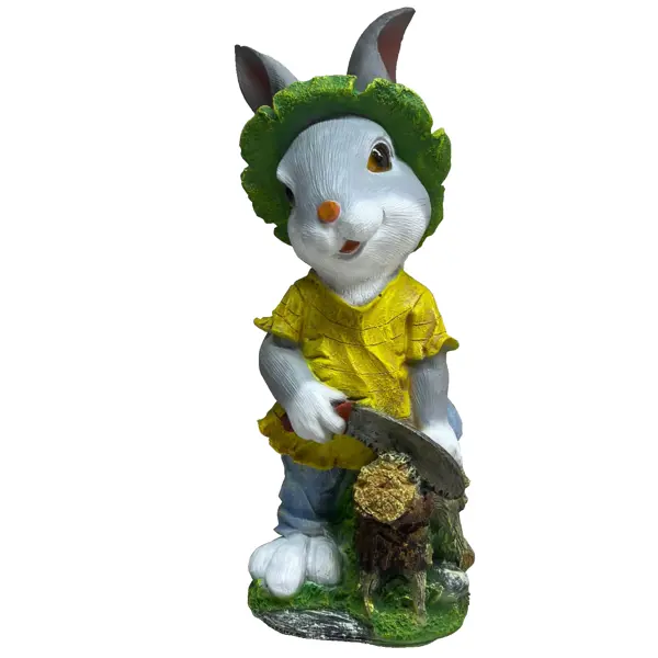 фото Фигура садовая заяц в шляпе искусственный камень 55x23 см без бренда