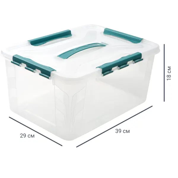Ящик для хранения Grand Box 39x29x18 см 15.3 л пластик с крышкой цвет прозрачный