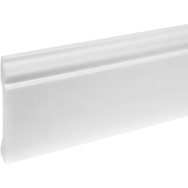 фото Плинтус напольный полистирол под покраску белый 8 см 2м nmc