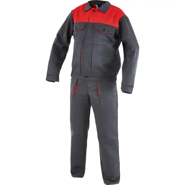 Костюм рабочий Спец цвет серо-красный размер 48-50 рост 170-176 см куртка спец