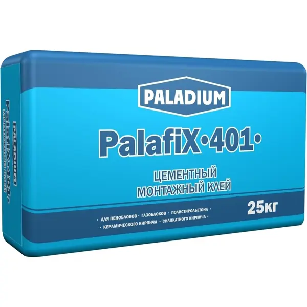 Клей монтажный для блоков Paladium Palafix-401, 25 кг монтажный клей для пгп и гкл paladium