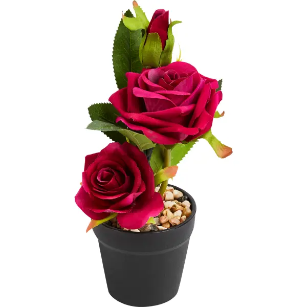 Искусственное растение в горшке Роза 13x25 см красно-розовая искусственное растение роза чайная h230 см пвх разноцветный