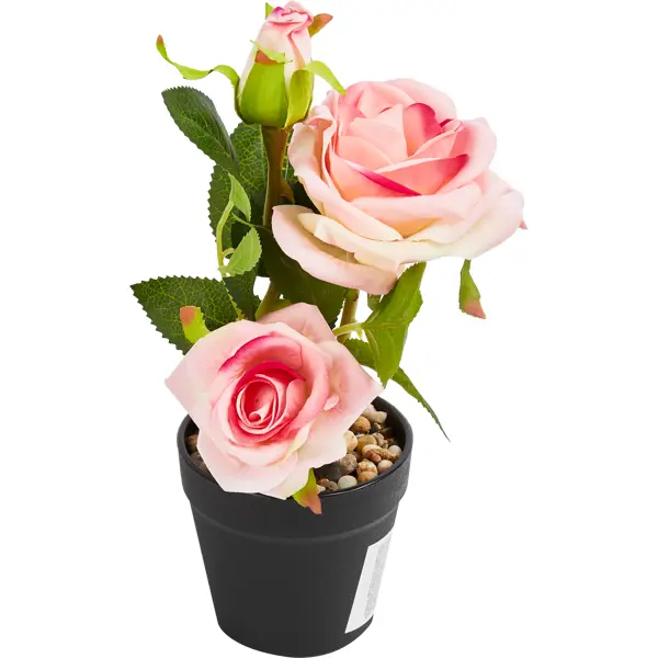 Искусственное растение в горшке Роза 13x25 см розовая искусственное растение оксалис 9x9 см розовый пвх