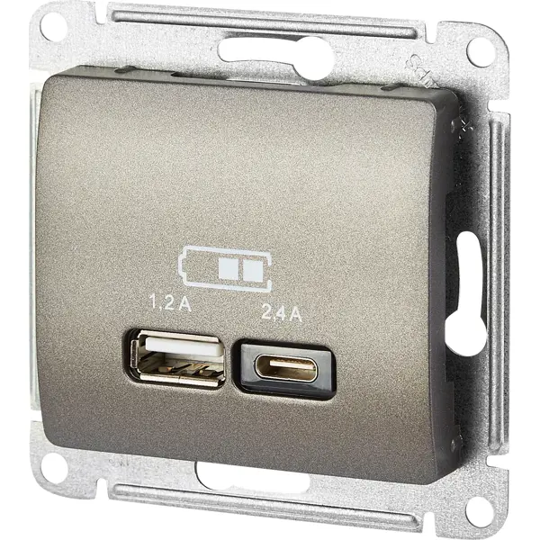 фото Розетка usb a+с встраиваемая schneider electric glossa цвет графит