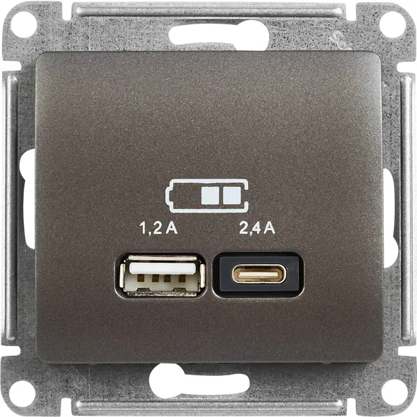 фото Розетка usb a+с встраиваемая schneider electric glossa цвет графит