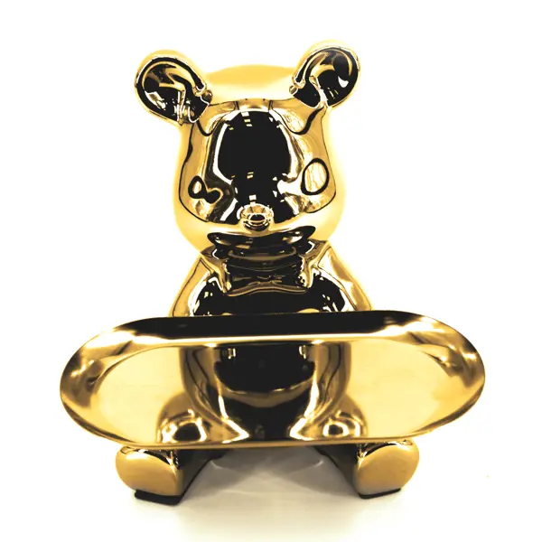 фото Подставка мишка 1 керамика золотая 18x20 см без бренда