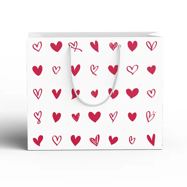 Пакет подарочный Сердечки 20x15 см цвет белый, красный пакет подарочный сердечки 55x37 см бело красный
