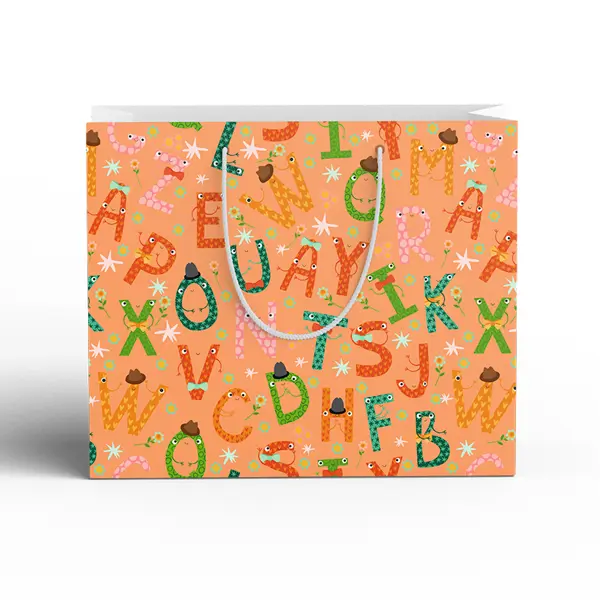 Пакет подарочный Алфавит 20x15 см цвет оранжевый пакет подарочный конфетти 20x15 см разно ный