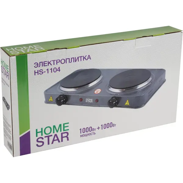 Электрическая плитка HomeStar HS-1104 43.5 см 2 конфорки цвет серый по .