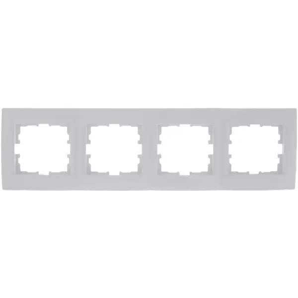 Рамка для розеток и выключателей Lezard Karina 4 поста горизонтальная цвет белый сетевой фильтр ippon bk 232 16 6 розеток 3м белый bk232 16 white