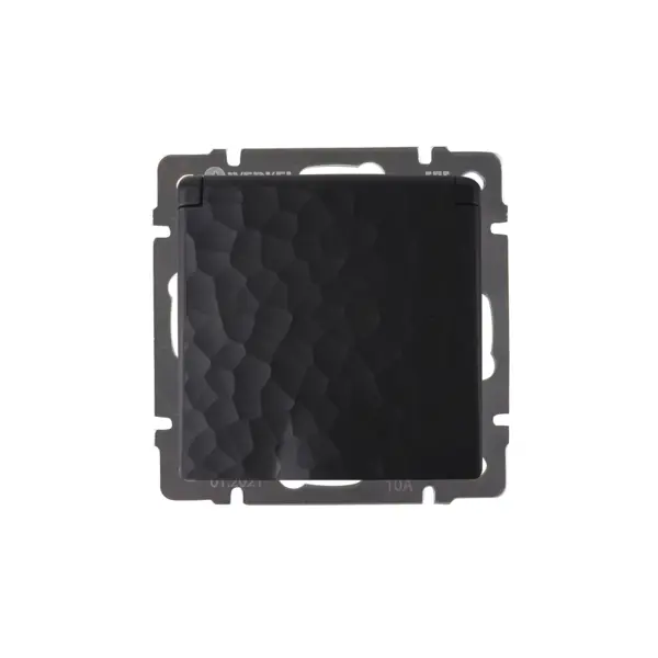 Розетка встраиваемая Werkel Hammer с заземлением со шторками и крышкой цвет черный