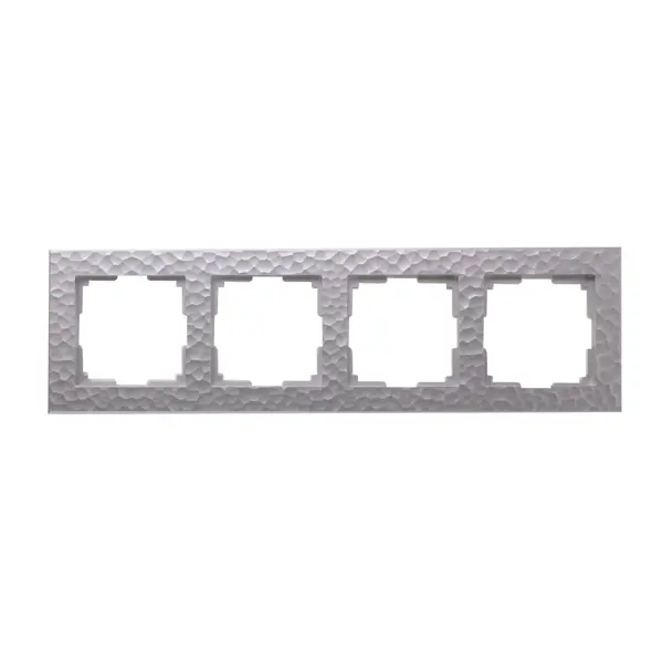 Рамка для розеток и выключателей Werkel Hammer W0042406 4 поста цвет серебряный рамка накладка для розетки и выключателя ретро тройная 12х26х1 см d 6 см массив бука