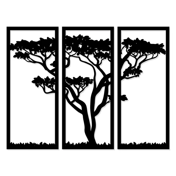 фото Панно декоративное африканское дерево мдф 25x59 см черное без бренда