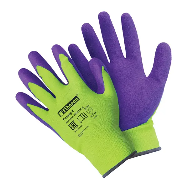 Перчатки для поклейки стеклообоев и стеклохолста полиэстер Fiberon Sandy Latex размер 9 L перчатки для садовых работ fiberon