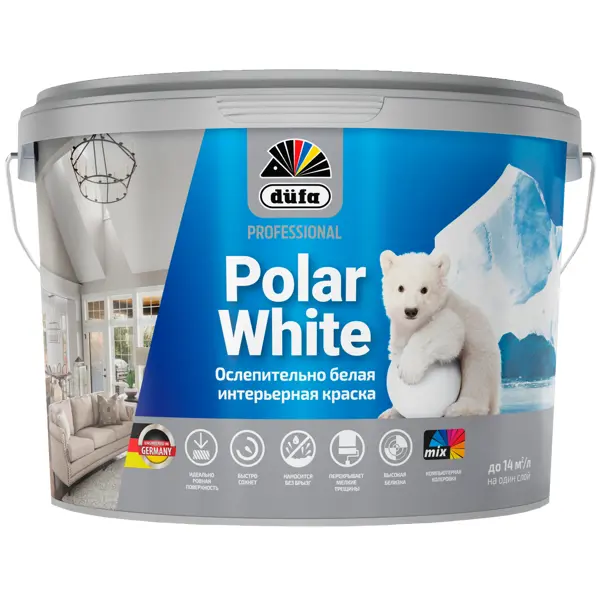 фото Краска интерьерная dufa polar white цвет белый 2.5 л