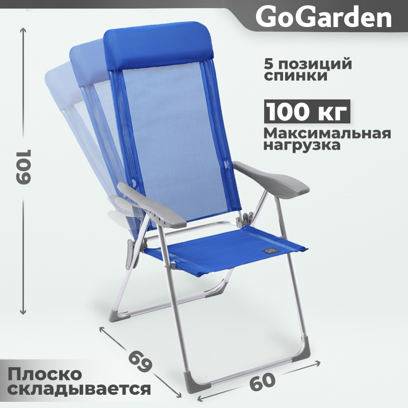 Кресло складное sunday 5 позиций садовое gogarden